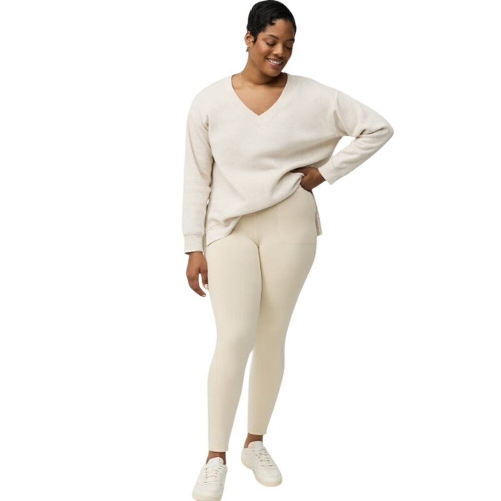 Torrid Women's Full Length Fleece Lined Pocket Leggings Oatmeal Size 3 3X Cream